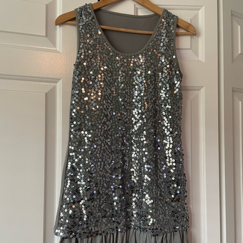 Silver Sequin Mini Dress